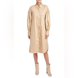 En Saison En Saison Sandrine Long Sleeve Cotton Shift Dress in Sand Size S NWT